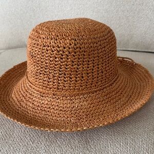 Braided Raffia Bucket Sun Hat in Rustic Brown